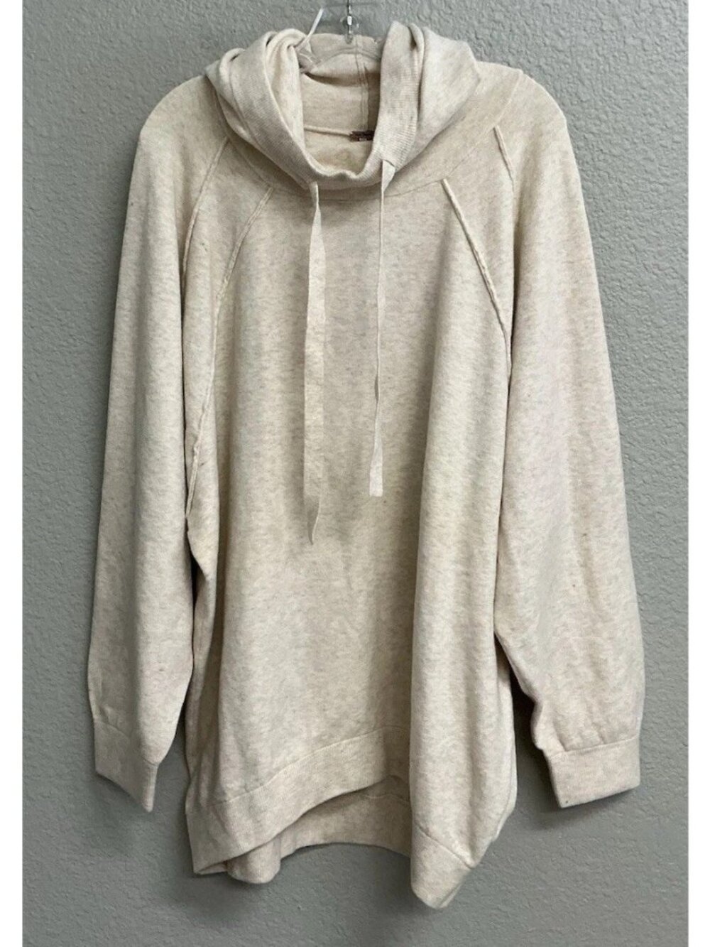 Free People Cozy Hoodie Sweatshirt Top Long Sleeve Ivory NWT $198 Size Medium